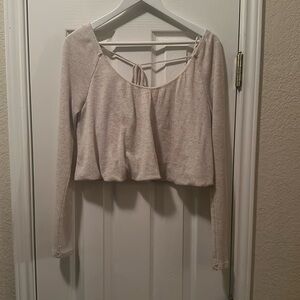 Free People Cropped Waffle Shirt